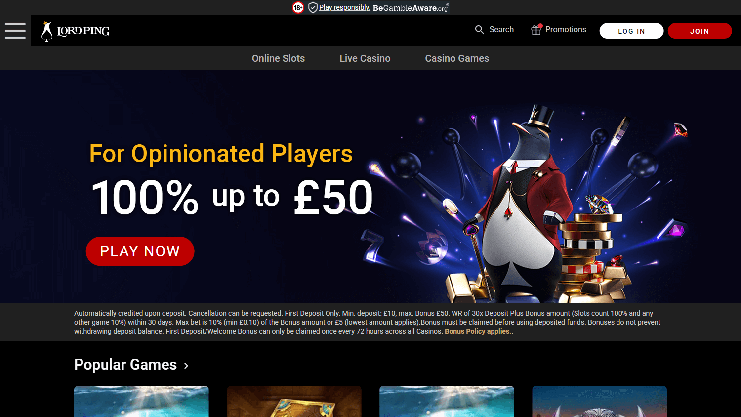 Lord Ping Casino Desktop screenshot